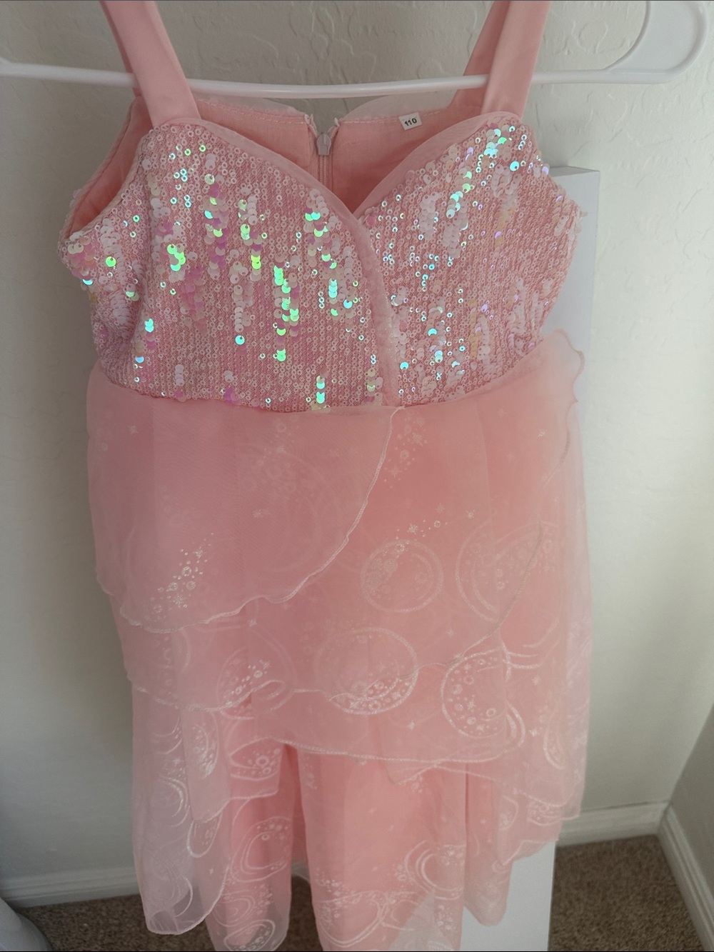 Pink Sequined Flowing Princess Dress